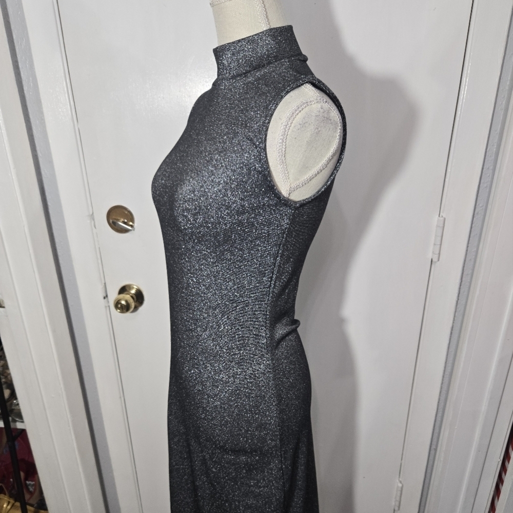 Gap Metallic Mockneck Midi Dress Sz Small Tall Like New - Picture 3 of 10